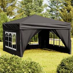 vidaXL Tenda Per Feste Pieghevole Con Pareti Laterali Nero 3x3 m