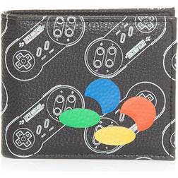 Nintendo SNES Logo Controllers All-over Print Bi-fold Wallet - Black