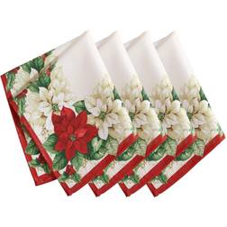 Elrene Red and White Poinsettias Napkin, Set of 4 Multi