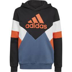 adidas Colorblock Fleece Hoodie - Black/Wonder Steel/Semi Impact Orange