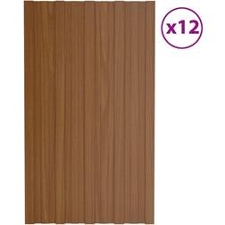 vidaXL Marrón Panel De Tejado Acero Galvanizado Madera 80x45 cm Plancha Color Madera