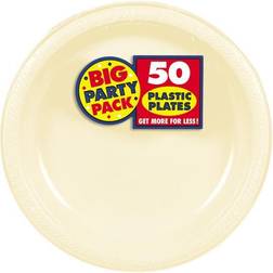 Amscan 7" Vanilla Creme Big Party Pack Round Plastic Plates 3/Pack 50 Per Pack