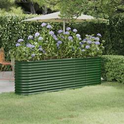 vidaXL Jardinera Arriate Acero Recubrimiento Polvo 224x40x68 cm - Verde