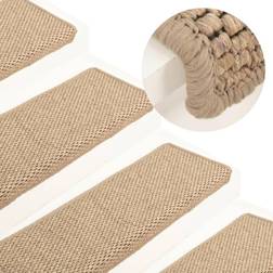 vidaXL Self-adhesive Stair Mats Sisal-Look 15 65x25 Beige