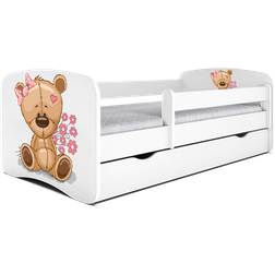 Babydreams juniorseng med bamse blomster, sengehest skuffe laminat 140x70