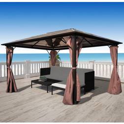 vidaXL Gazebo Con Cortina De Aluminio 400 x 300 cm - Marrón