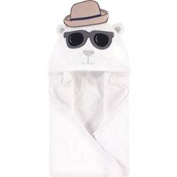 Hudson Baby Handsome Bear Hooded Towel In White White Hooded Towel