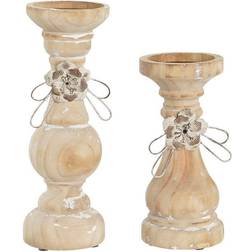 Dkd Home Decor Lyseholder Træ 9,5 Lysestage 2stk