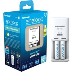 Panasonic Eneloop BQ-CC50 Chargeur de batterie avec 2 piles rechargeables AA 2000mAh