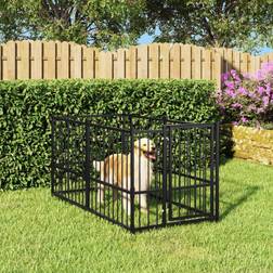 vidaXL Chenil Pour Chien Noir 193.5x97x100 cm Acier Cage Enclos Chiot