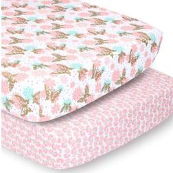 The Peanutshell Fitted Crib Sheets 2-Pack Butterfly Floral