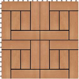 vidaXL Terrassefliser 11 Stk WPC 30 x 30 Cm 1 M2 Teakfarvet