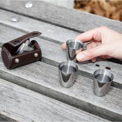 Kikkerland Shotglas I Læderemballage - 4 Stk Snapseglas