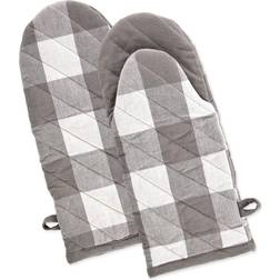 Design Imports 2pk Buffalo Check Mitt Pot Holder White, Gray