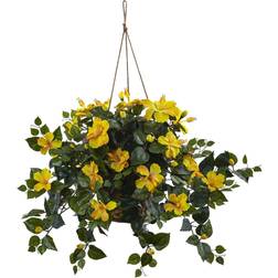 Nearly Natural Hibiscus Hanging Basket Artificial Plant