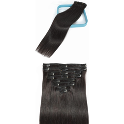 Lorien Brazilian Remy Clip in Hair Extensions 18 inch 1B Natural Black 8-pack