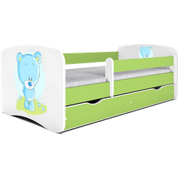 Lit Babydreams 2 Vert Ours Bleu Tiroir Et Matelas Inclus 160/80