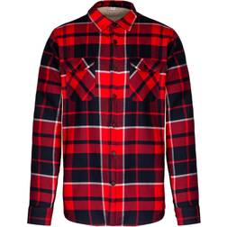 Kariban Mens Sherpa Lined Checked Shirt Jacket (Red/Navy)