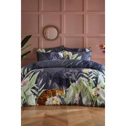 Paoletti Paoletti 200 Thread Count Artemis Botanic Luxury Leopard Duvet Cover Green, White, Multicolour, Grey