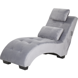 Beliani Chaise Longue Velluto Grigio Con Casse Bluetooth Simorre