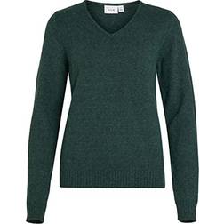 Vila Ril V-Neck Knitted Pullover - Pine Needles