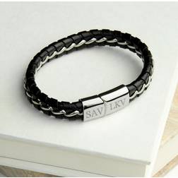 Treat Republic Personalised Men's Metal Detailed Leather Bracelet