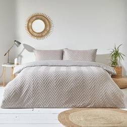 The Linen Yard The Linen Yard Stone Chevron Tuft Duvet Cover Beige, Grey