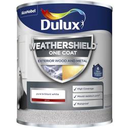 Dulux Trade Weathershield One Coat Gloss Pure Metal Paint, Wood Paint White 0.75L
