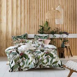 Linen House Exotic Botanical Duvet Cover White, Green