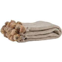 Margit Brandt Plaid kanin pom poms, beige Tæppe Beige