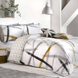 Leda Reversible Duvet Cover Yellow, Grey