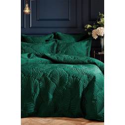 Paoletti Palmeria Quilted King Duvet Cover Green