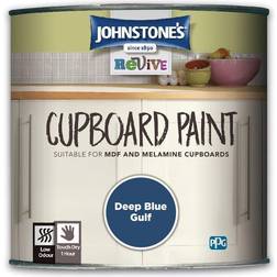 Johnstones Revive Cupboard Paint Deep Wood Paint Blue, Yellow 0.75L