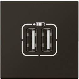 Legrand Mosaic USB lader 2 x type A 2.4A 12W 2M sort