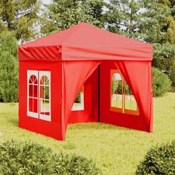 vidaXL red, 197.5 197.5 Folding Party Tent with Sidewalls Pavilion