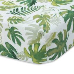 Little Unicorn Tropical Leaf Crib Sheet In Crib