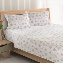 Winter Wonderland Flannel Queen Bed Sheet White