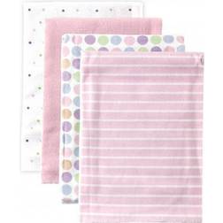 Luvable Friends Baby Girl Cotton Flannel Receiving Blankets 4-pack