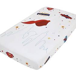 Warner Bros Superman White and Red Power, Icon, Stars Photo Op Nursery Fitted Crib Sheet