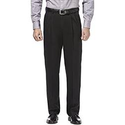 Haggar Premium No Iron Khaki Classic Fit Pleat Front - Black