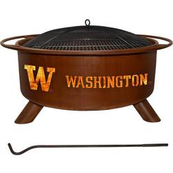 Washington in. 18 in. Round Steel Wood Burning Rust Fire Pit with Spark Screen