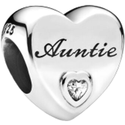 Pandora Auntie Love Heart Charm - Silver/Transparent