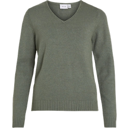 Vila Ril V-Neck Knitted Pullover - Laurel Wreath