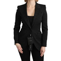 Dolce & Gabbana Black Brocade Single Breasted Blazer Women's Jacket