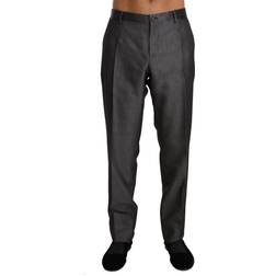 Dolce & Gabbana Gray Wool Silk Patterned Formal Trousers