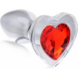 Booty Sparks Red Heart Analplugg i glas med ädelsten stor