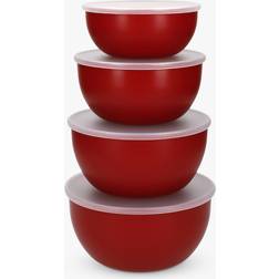 KitchenAid Ensaladeras de plástico con tapa, rojas, juego de 4 Cuenco