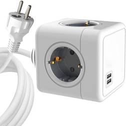 MicroConnect MC-CUBE015USB, 1,5 m, 4 AC stikkontakt(er) Indendørs, Type F, Type F (CEE 7/4) Lige