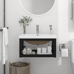 vidaXL Estructura De Baño Con Lavabo Incorporado Hierro Negro