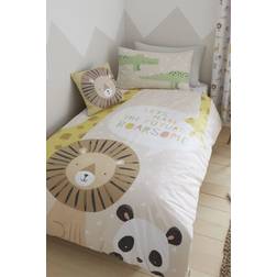 Catherine Lansfield Roarsome Animals Single Duvet Cover Natural, White, Black, Yellow